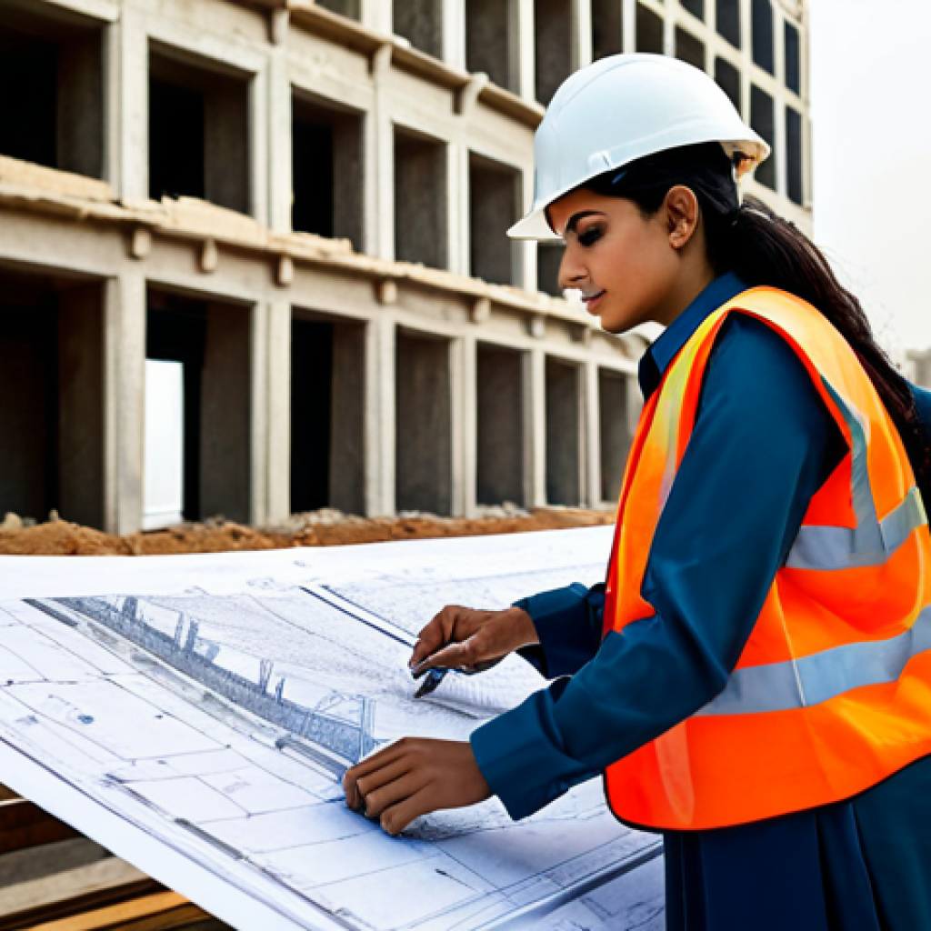 **
"A professional female architect, fully clothed in modest business attire, reviewing blueprints on a construction site in Karachi, Pakistan. Background shows a modern building under construction with workers in appropriate attire. Safe for work, appropriate content, perfect anatomy, natural proportions, professional, family-friendly, high resolution, realistic."
**