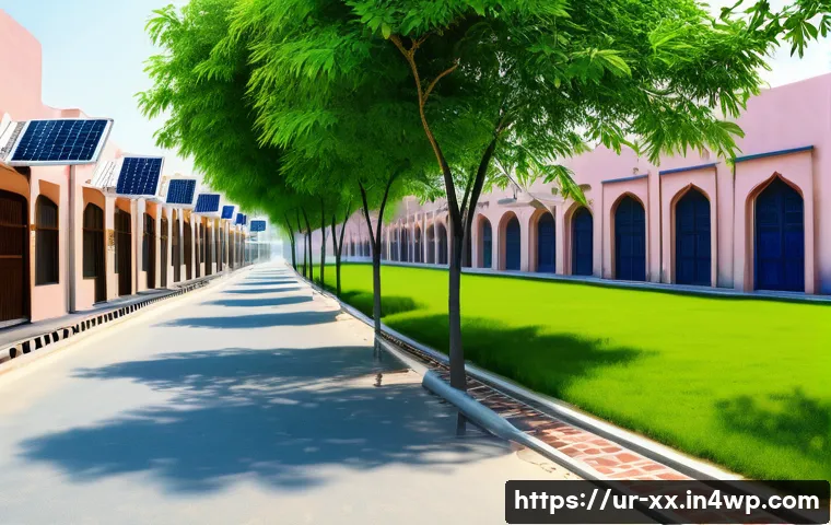 지속 가능한 물 관리와 도시재생 - A vibrant urban neighborhood in Pakistan showcasing modern water conservation technology: streets li...