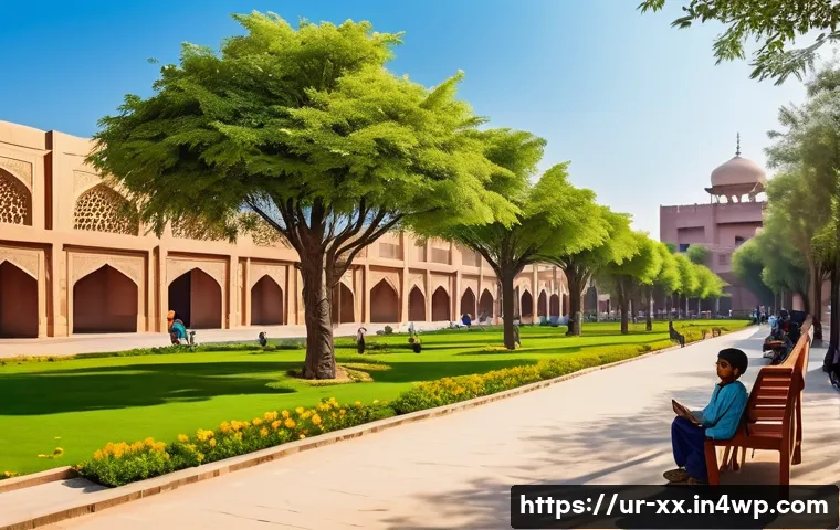 도시재생에 필요한 생태적 설계 도구 - A vibrant urban park scene in a Pakistani city featuring diverse groups of people of all ages enjoyi...