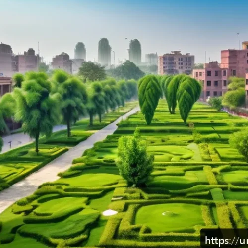 Home 31 도시의 생태적 경관 형성과 정책 방향 - A vibrant urban park scene in Lahore featuring lush green urban forests with diverse native trees an...