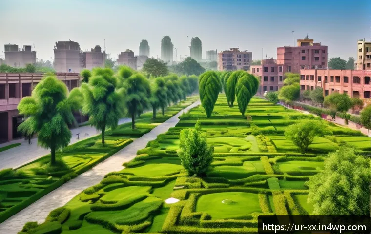 도시의 생태적 경관 형성과 정책 방향 - A vibrant urban park scene in Lahore featuring lush green urban forests with diverse native trees an...